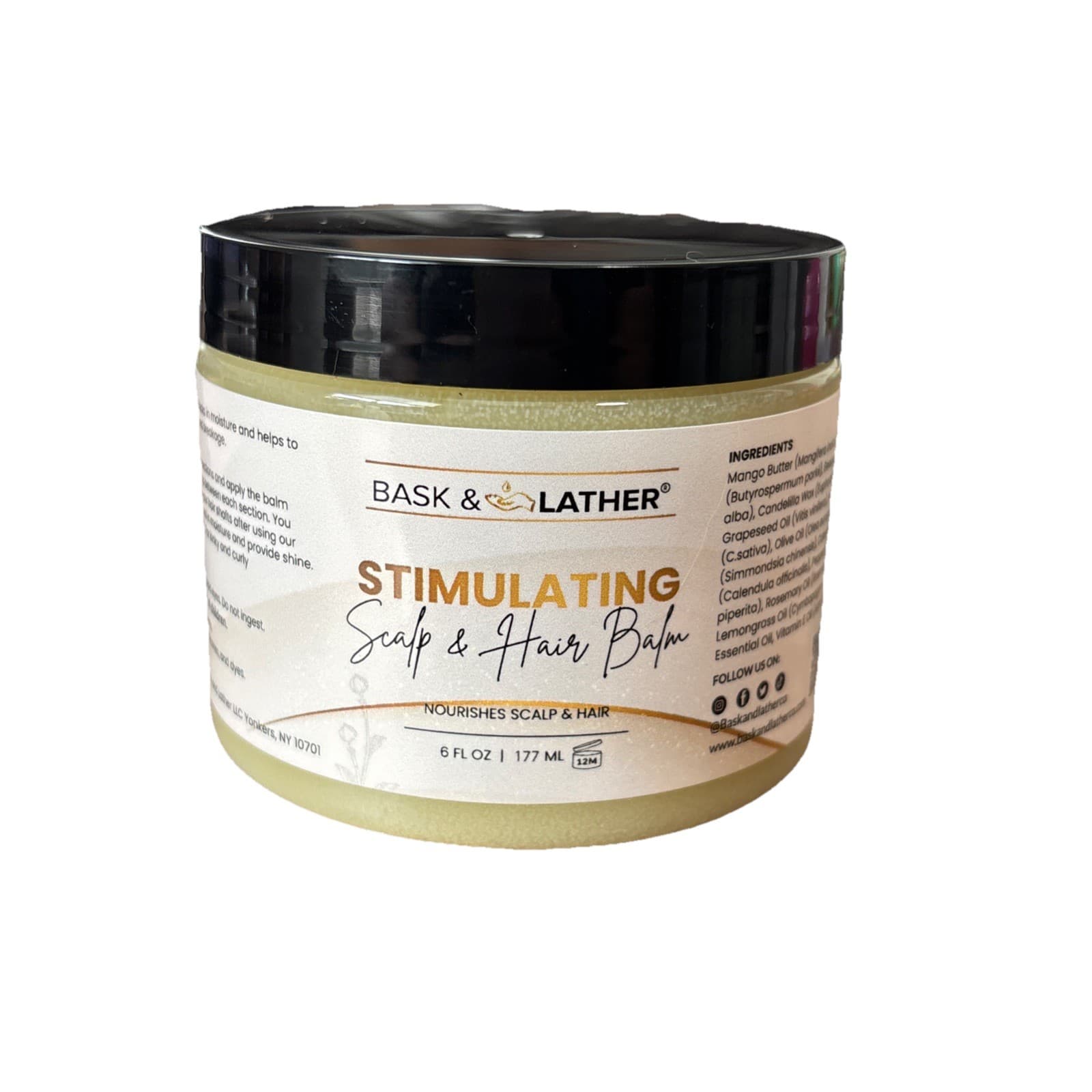 Bask Lather Stimulating Scalp Hair Balm nourishes scalp and hair