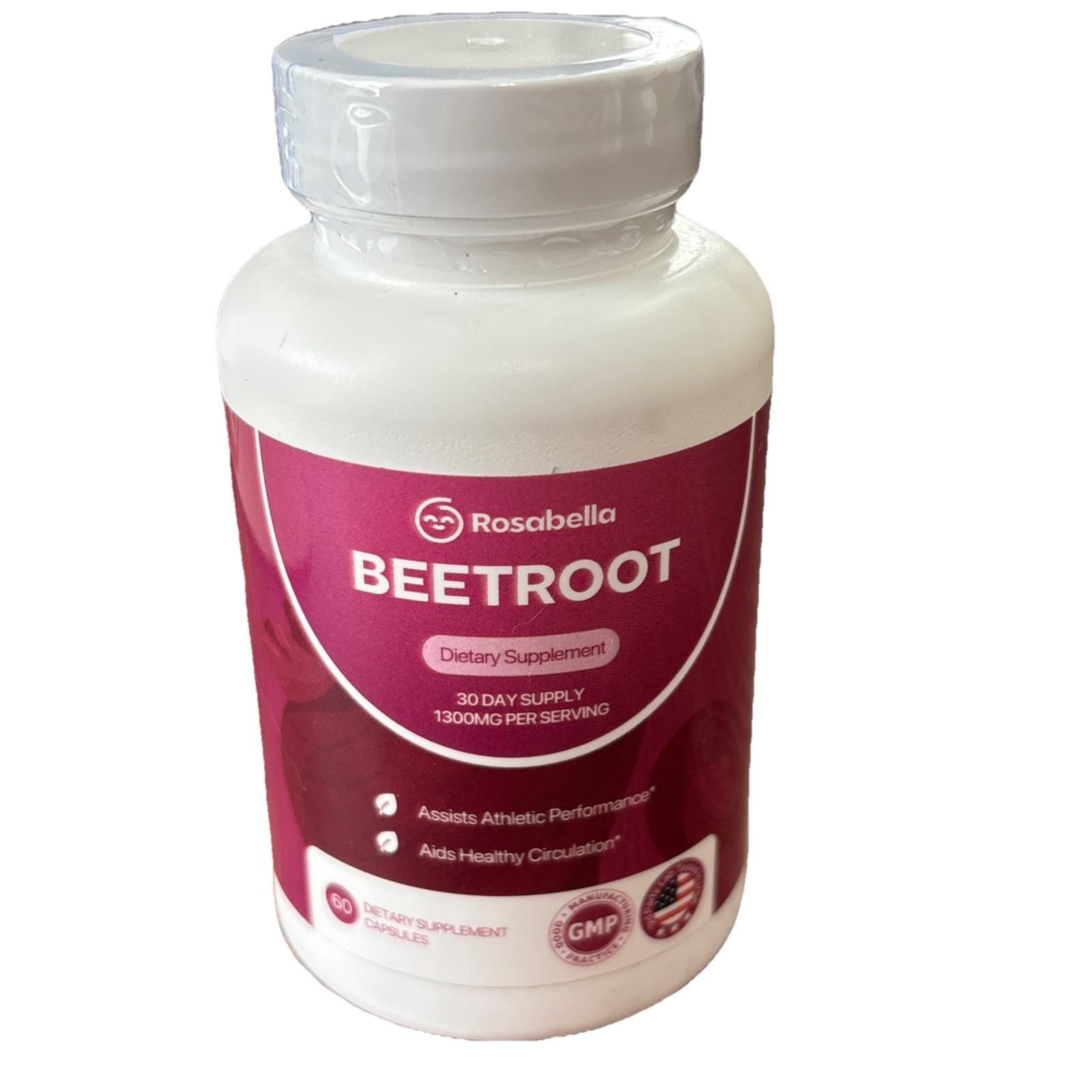 Rosabella Beetroot Supplement Capsules 1300mg – 1Bottles (60 Capsules Each) New