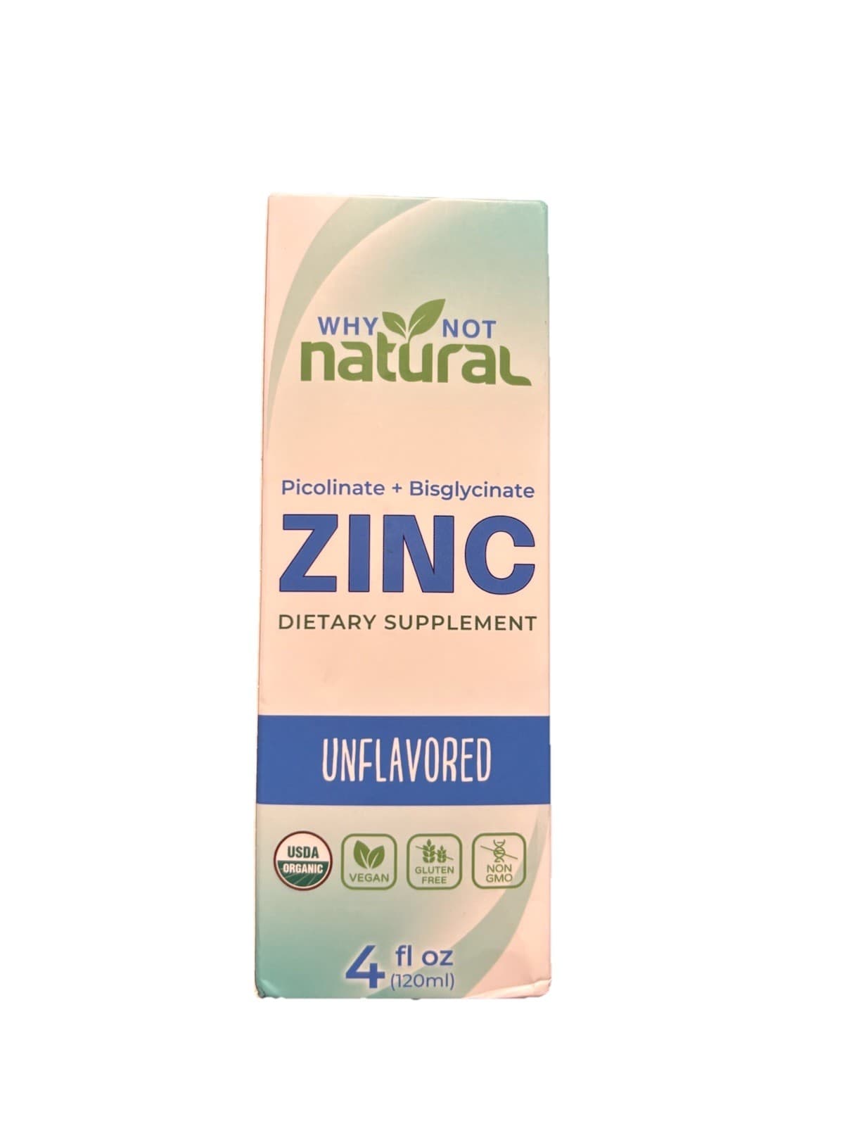 Why Not Natural Zinc Picolinate Bisglycinate Liquid Unflavored Vegan 4 fl oz