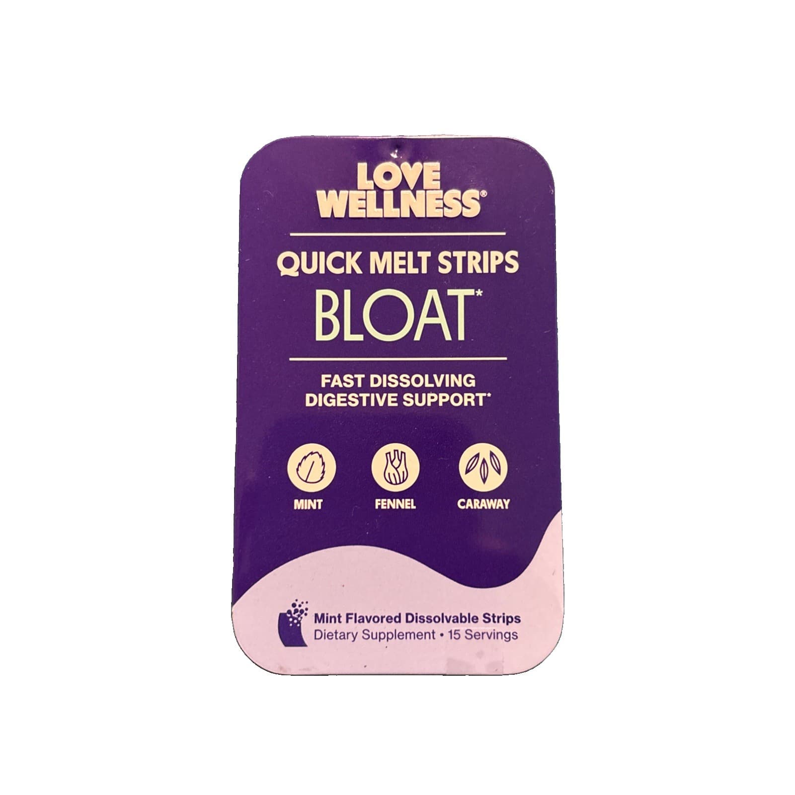 Love Wellness Bloat Strips-Fast Dissolving Strips for Digestive Support, Mint 15