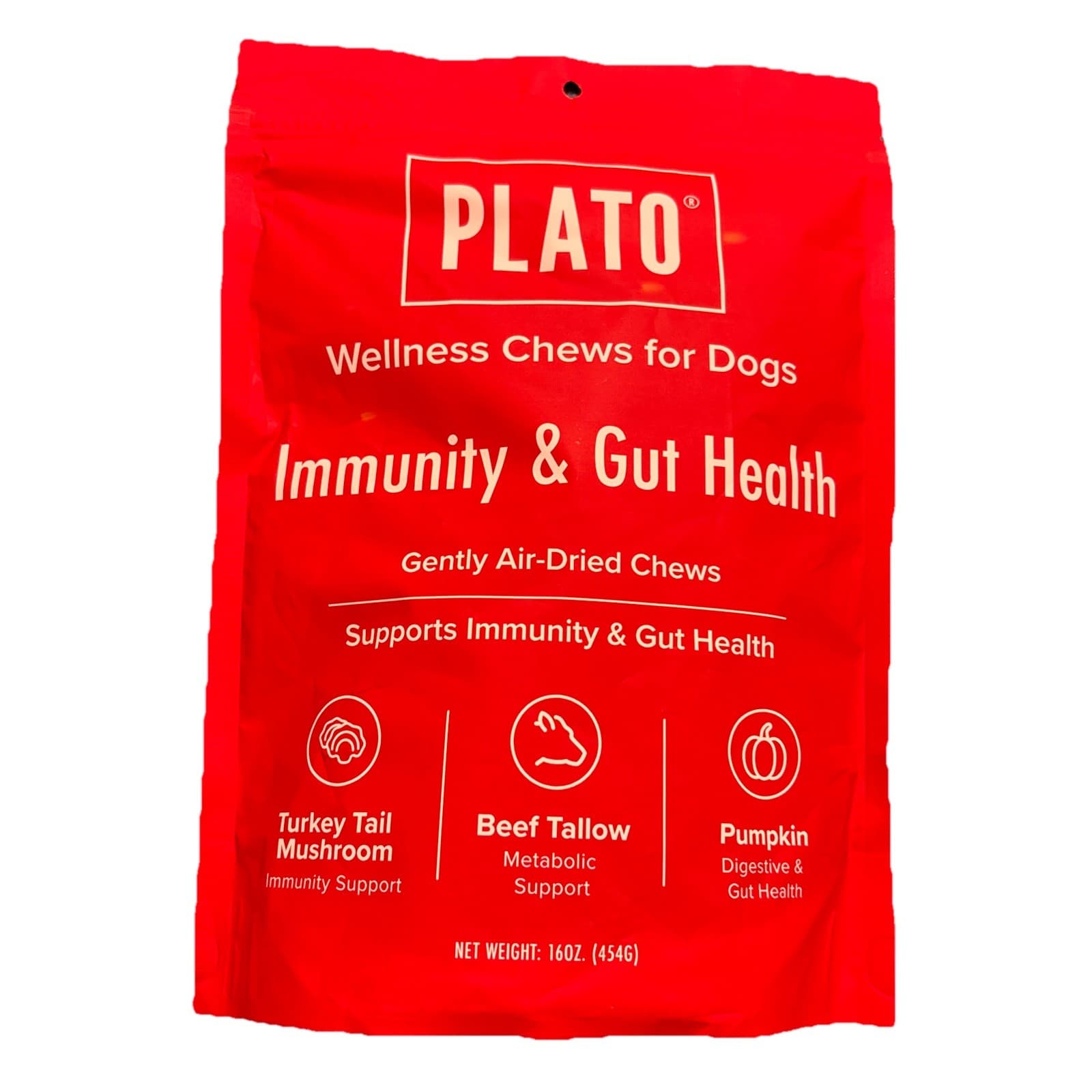 PLATO Air-Dried Wellness Chews for Dogs - Immunity & Gut Support - Turkey Tail