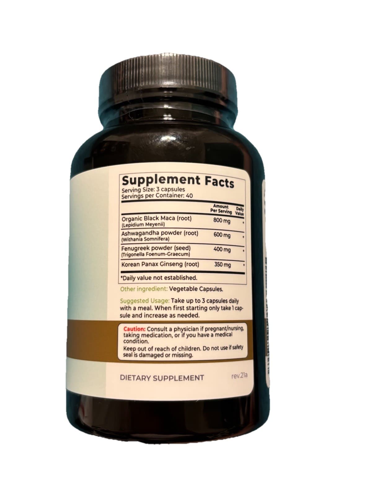 Why Not Natural Black Maca Ashwagandha Fenugreek Panax Ginseng 2150mg 120 Vegan - Thumbnail 3