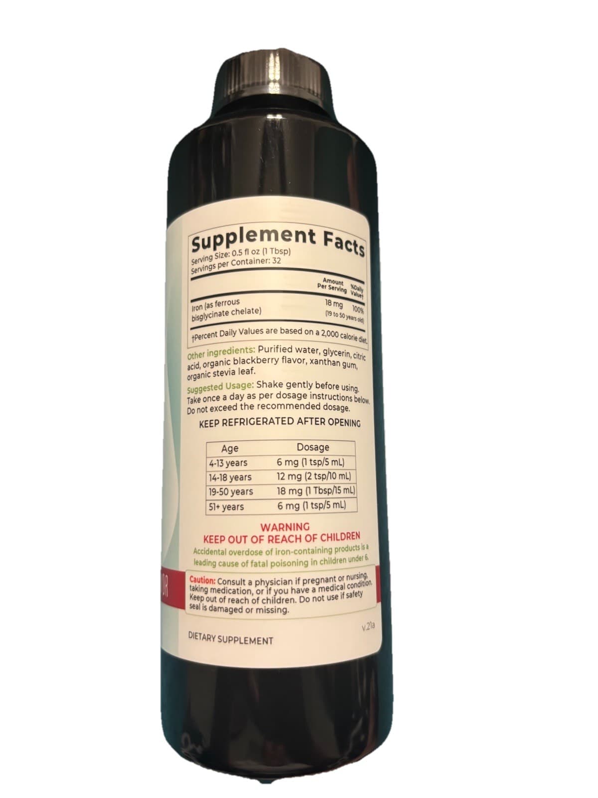 Why Not Natural Iron Liquid Ferrous Bisglycinate Vegan Blackberry 16 fl oz - Thumbnail 2