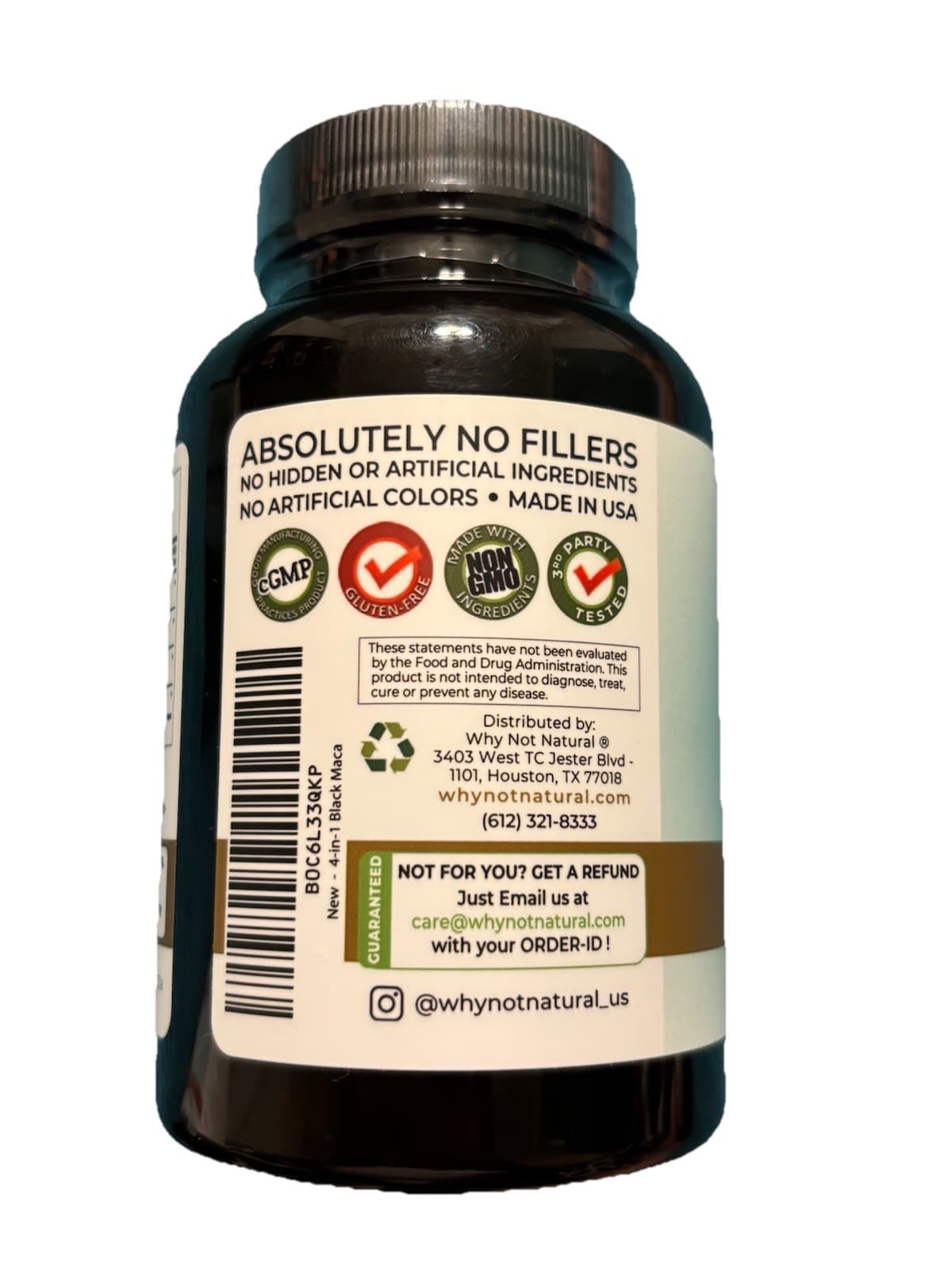 Why Not Natural Black Maca Ashwagandha Fenugreek Panax Ginseng 2150mg 120 Vegan - Thumbnail 2