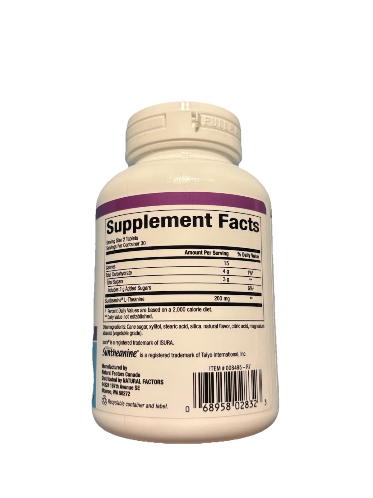 Natural Factors L-Theanine 100mg 60 Chewable Tablets Non-GMO Vegan Fruit Flavor - Thumbnail 3