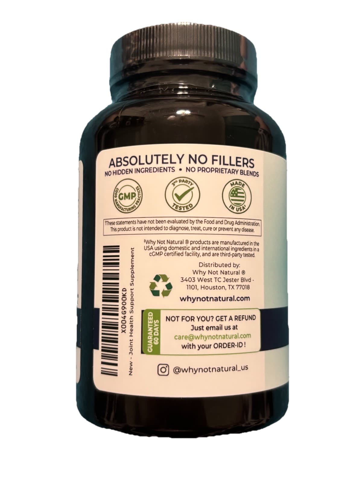 Why Not Natural Glucosamine Chondroitin MSM Hyaluronic Acid 2150mg 120 Capsules - Thumbnail 3