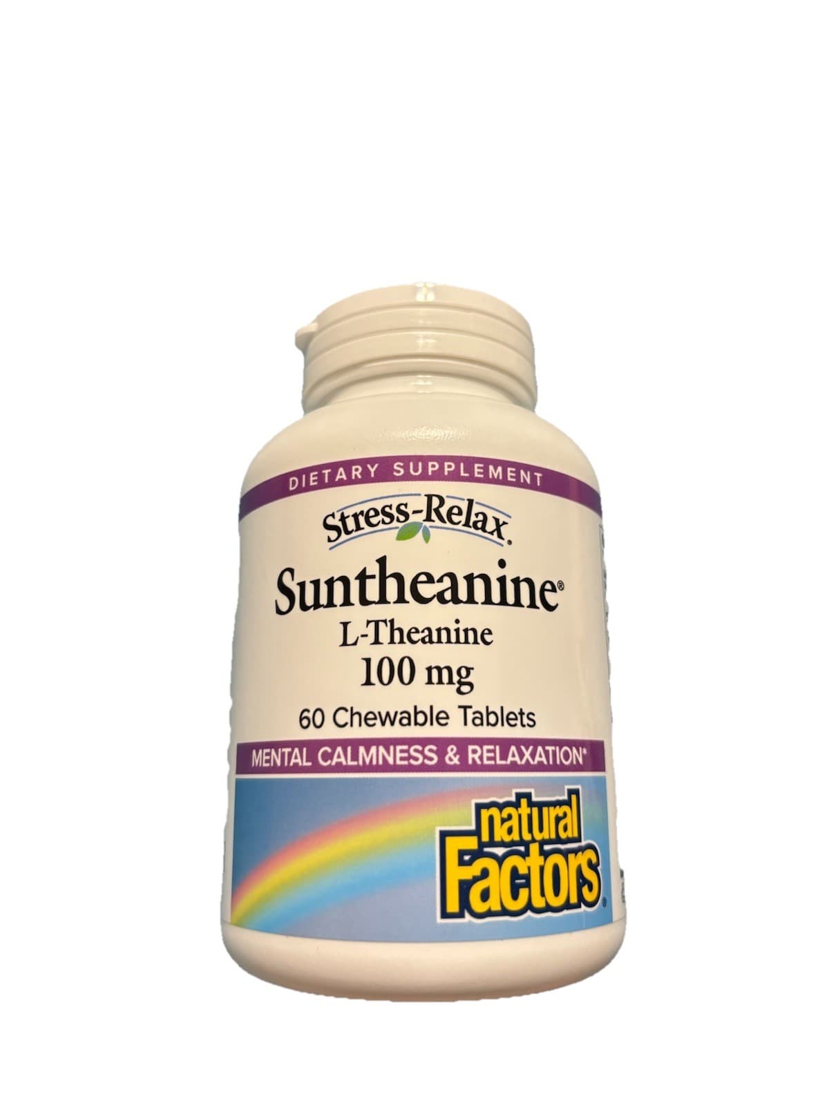 Natural Factors L-Theanine 100mg 60 Chewable Tablets Non-GMO Vegan Fruit Flavor