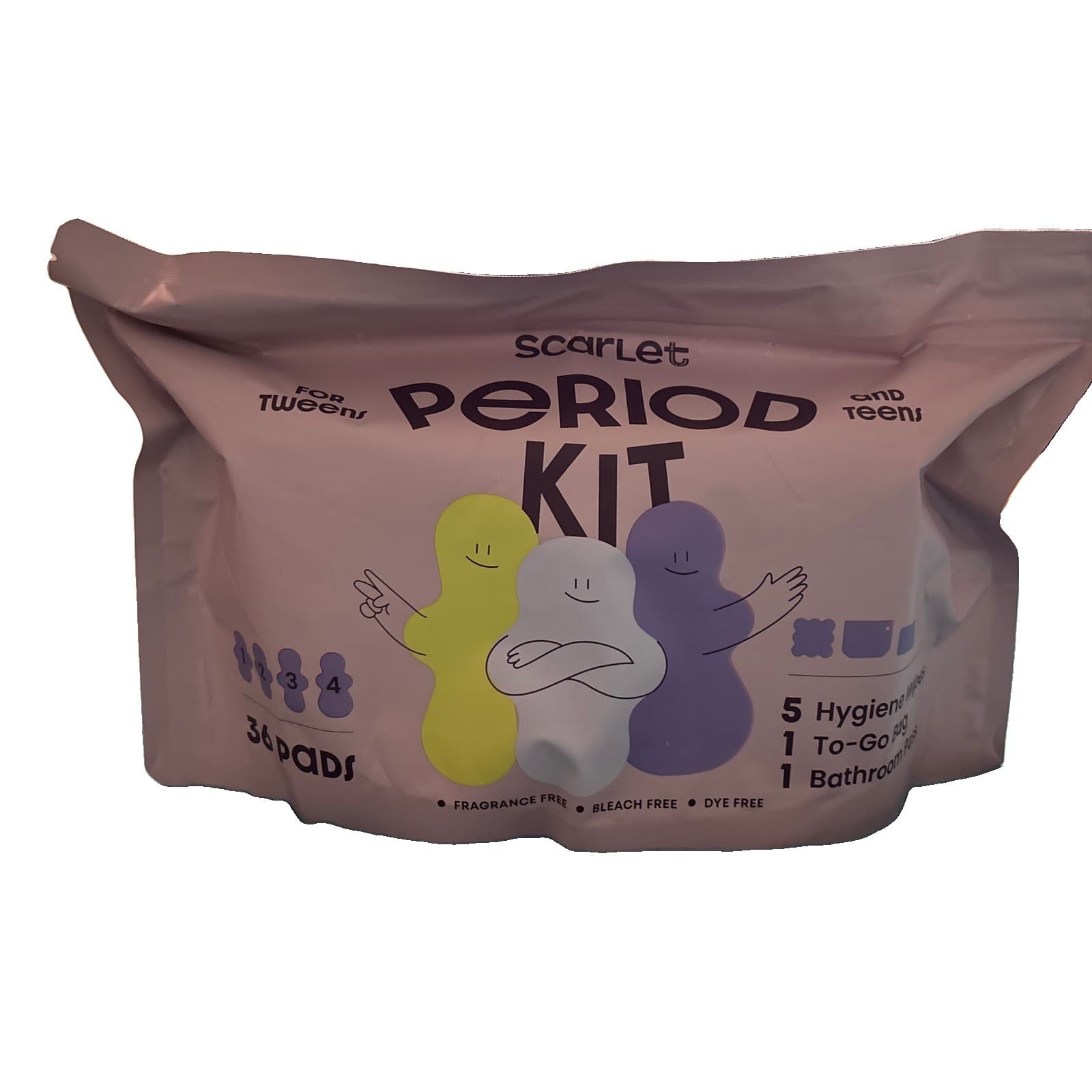 Scarlet Period Kit For Tweens & Teens Fragrance Free 36 Pads - Brand New Sealed
