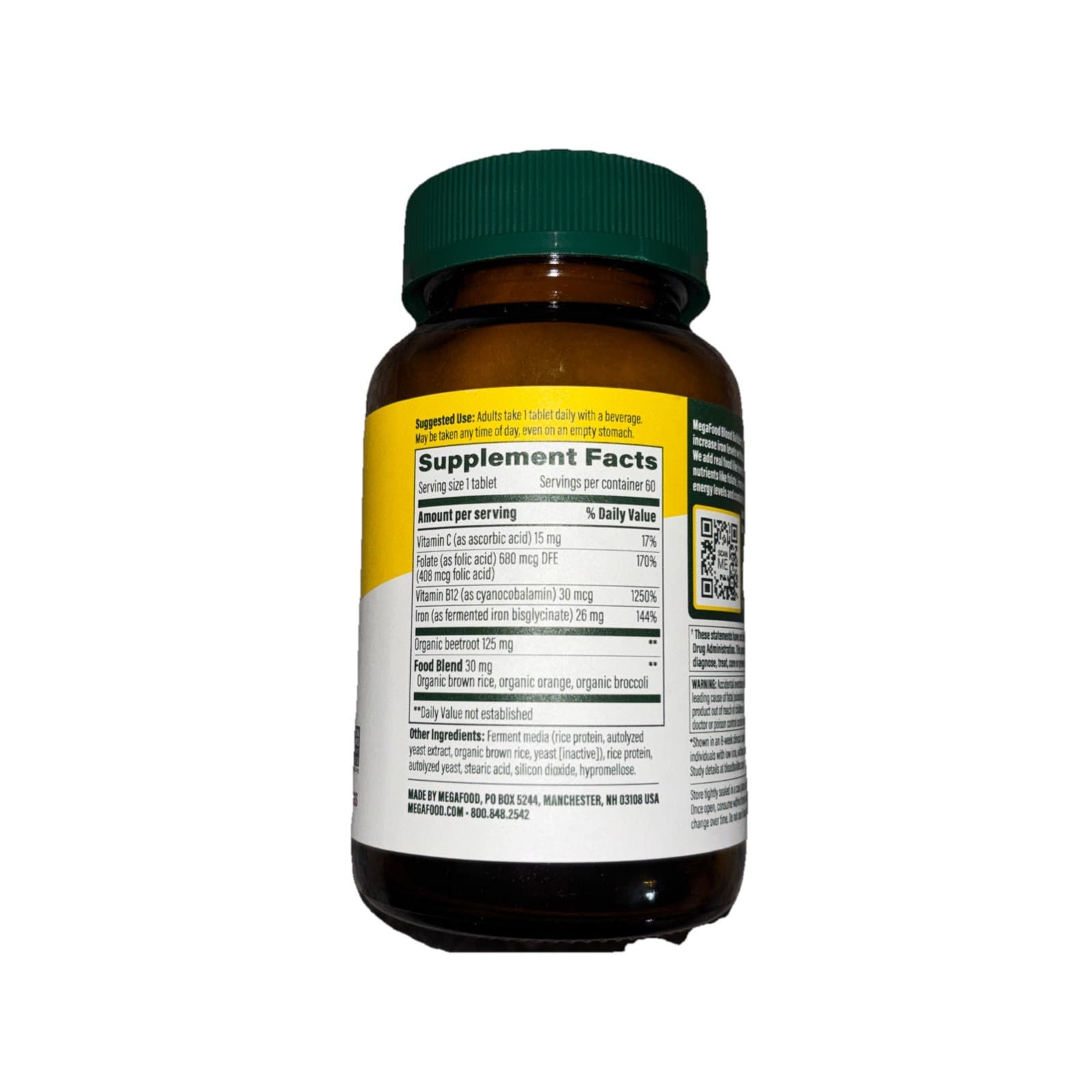 Sealed - MegaFood Blood Builder - Iron Supplement Vegan - 60 Tablets - Thumbnail 3