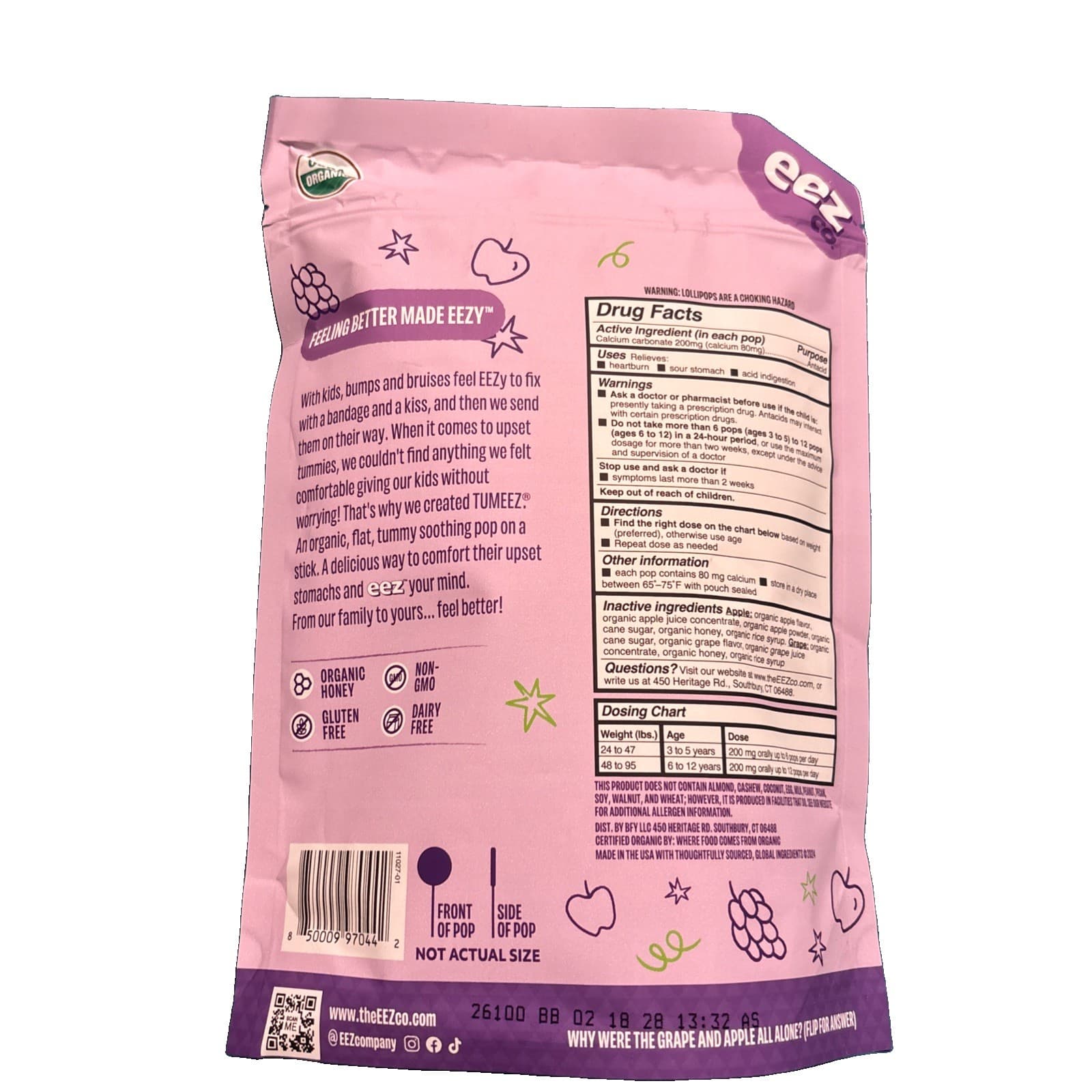 Lolleez Organic Lollipops Grape Apple 28 Count - Thumbnail 2