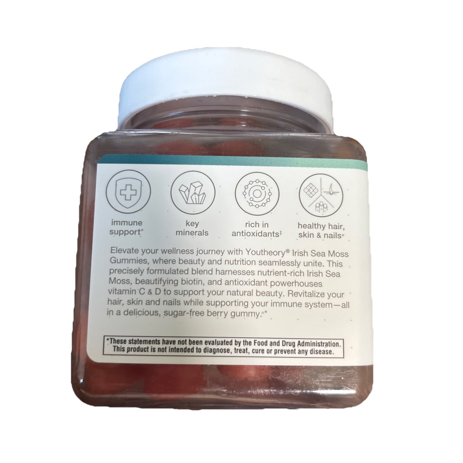 YouTheory Irish Sea Moss + Hair Skin Nails Berry Flavor 60 Gummies ZERO Sugar - Thumbnail 2
