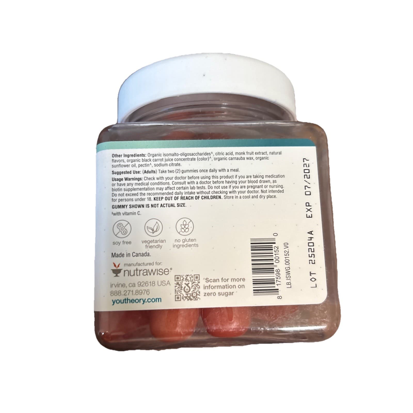 YouTheory Irish Sea Moss + Hair Skin Nails Berry Flavor 60 Gummies ZERO Sugar - Thumbnail 3