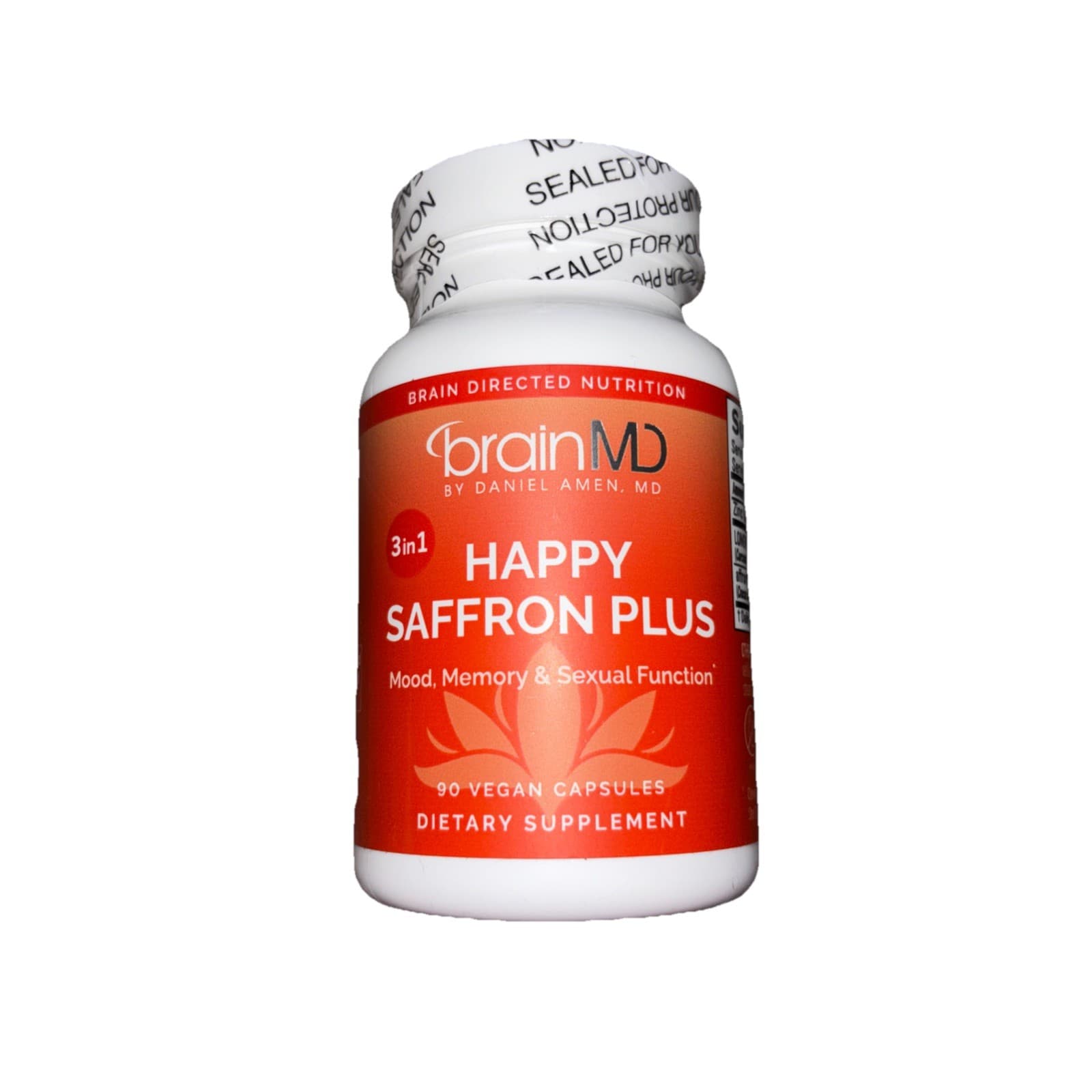 BrainMD Happy Saffron Plus 3-in-1 Vegan Capsules Supplement