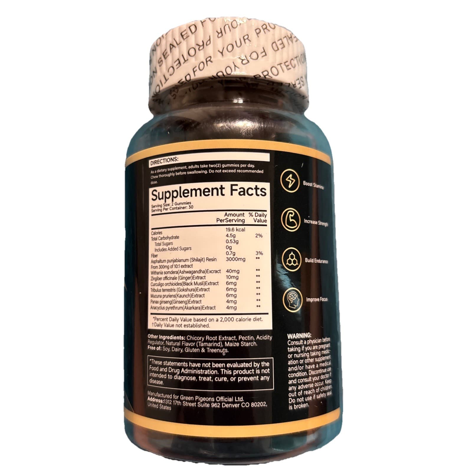 Green Pigeons Himalayan Shilajit Gummies Fulvic Acid Black Musli 60 Vegan - Thumbnail 2