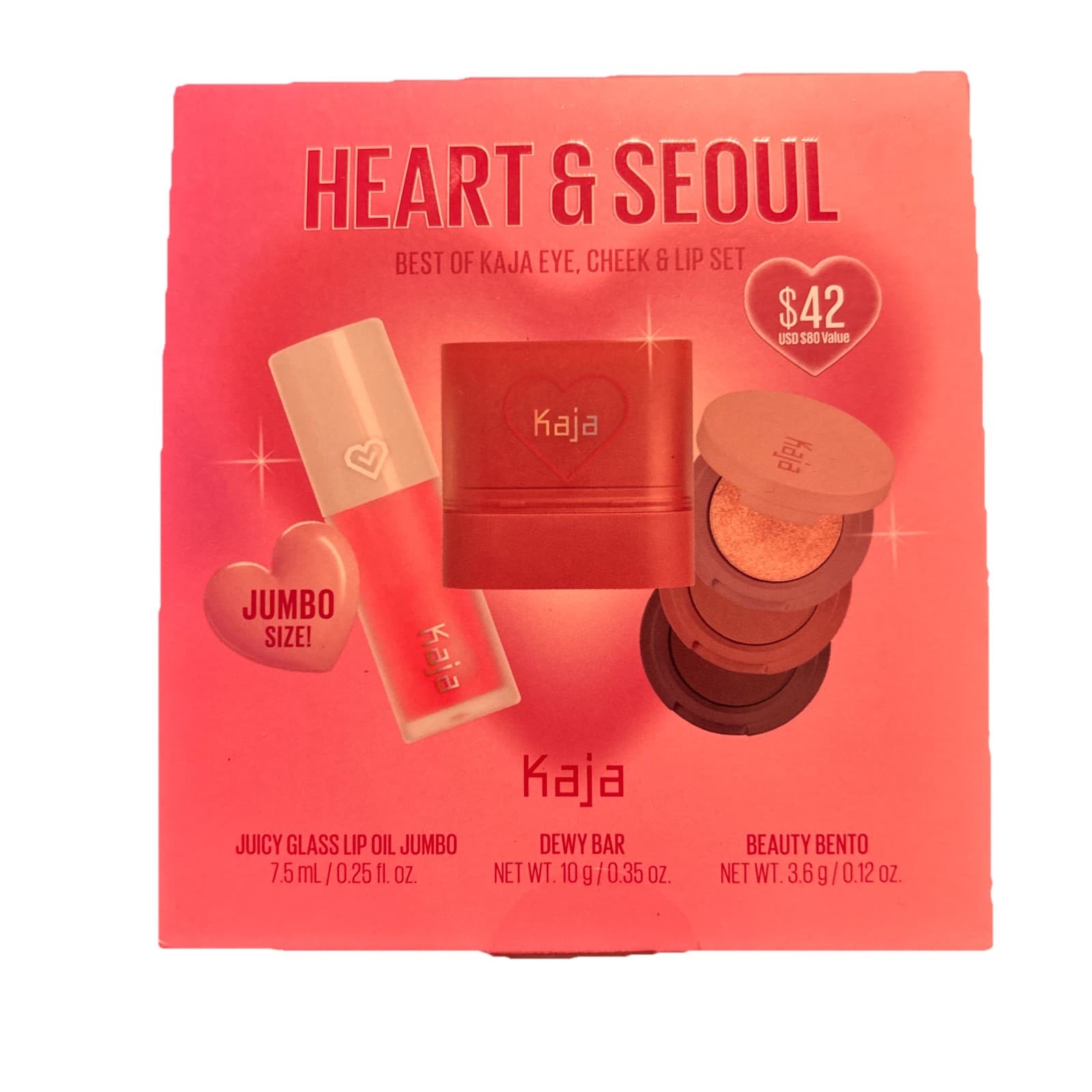Kaja Heart & Seoul Best Of Kaja Eye, Cheek & Lip Oil Eyeshadow 3-Pc Gift Set NIB