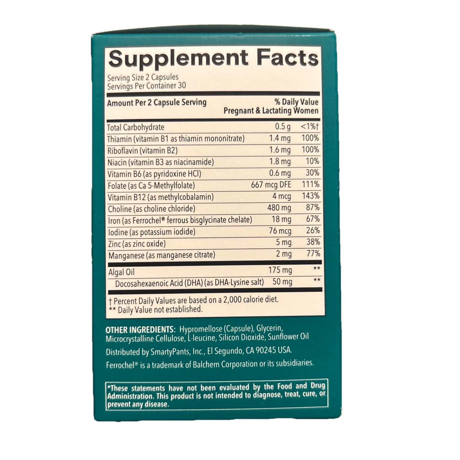 Prenatal Multivitamin Capsules 60 Count Women Choline Folate DHA Iron Developed - Thumbnail 2