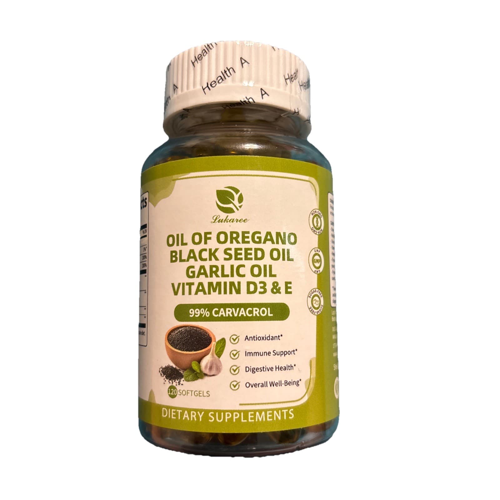 120PCS Oregano & Black Seed Softgels Count with Carvacrol,Immune Support