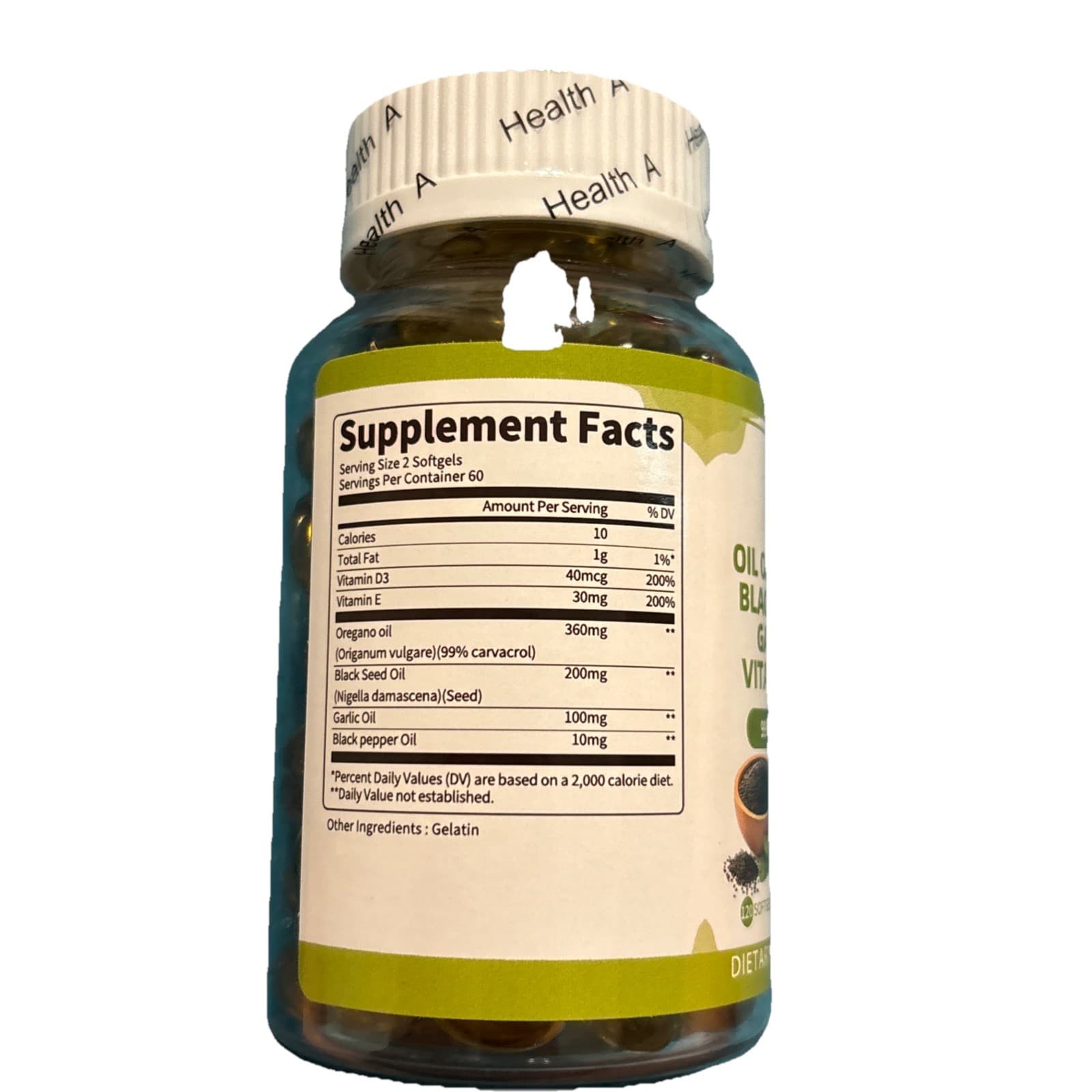 120PCS Oregano & Black Seed Softgels Count with Carvacrol,Immune Support - Thumbnail 3
