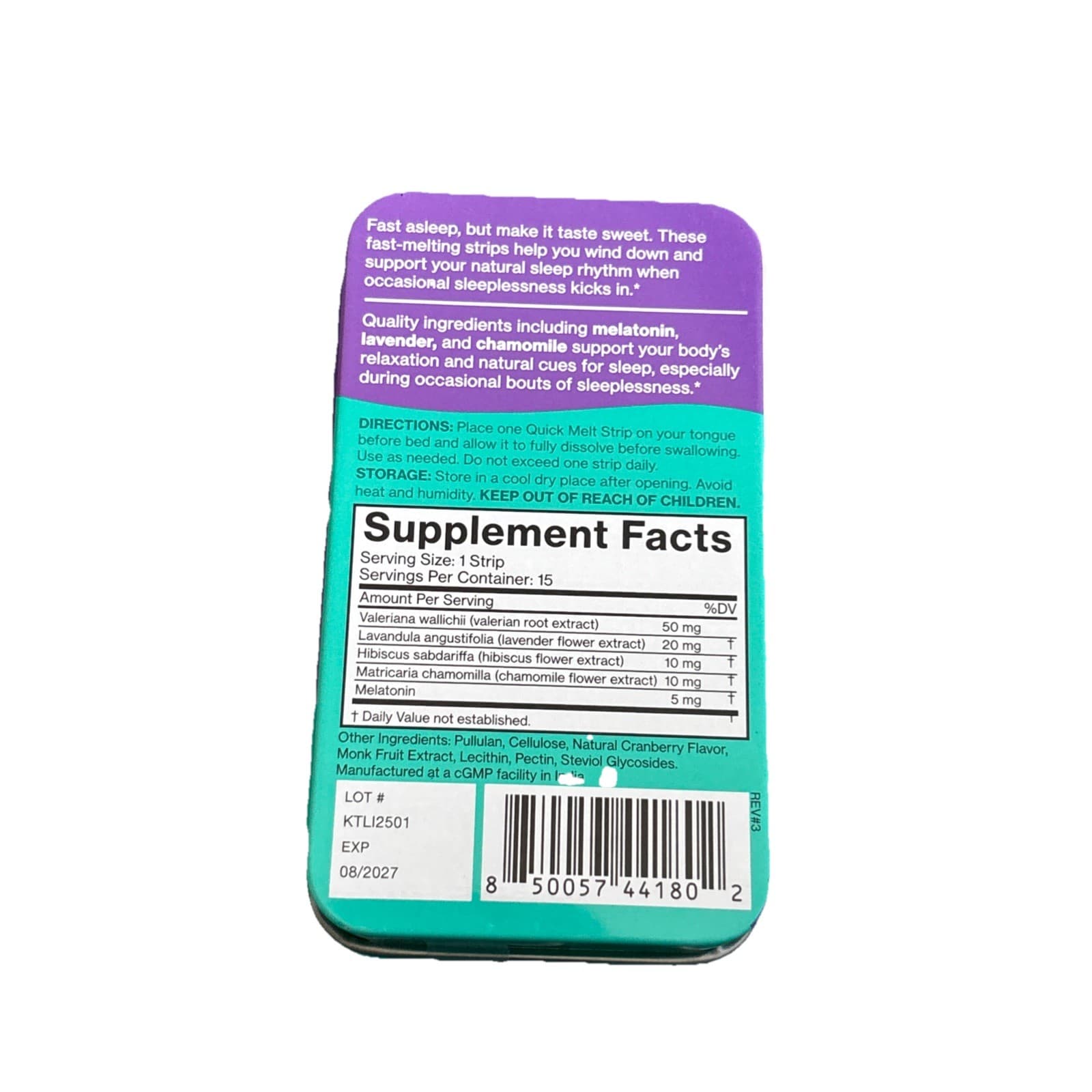 Sleep Support Quick Melt Strips - Fast-Dissolving Melatonin & Botanicals - Vegan - Thumbnail 2