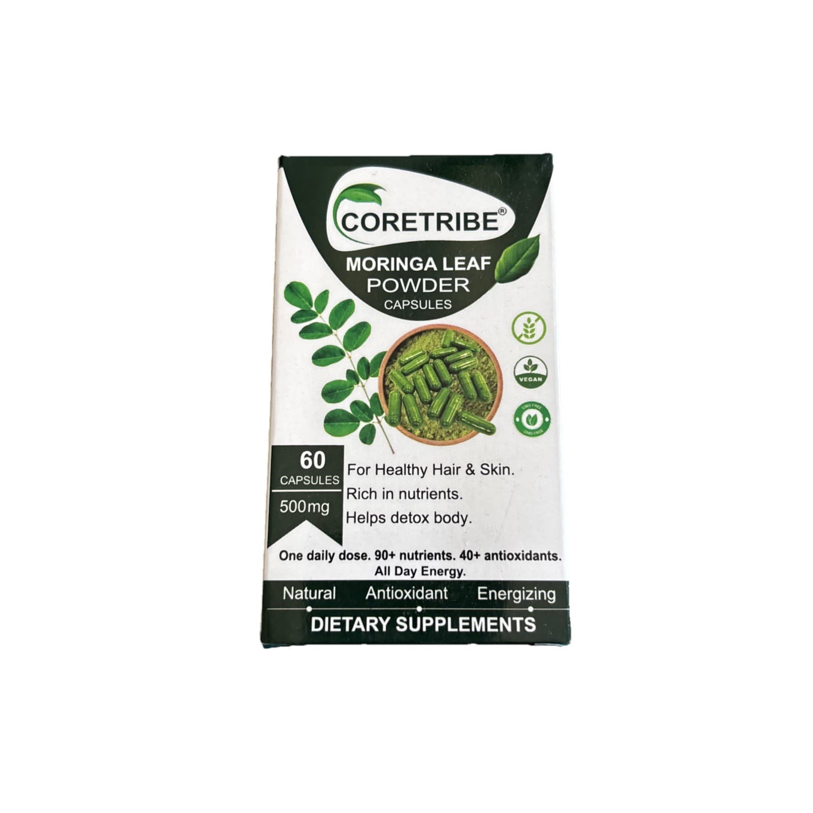 CoreTribe Organic Moringa Capsule Leaf Powder 100% Pure Energy Detox Immune 60ct