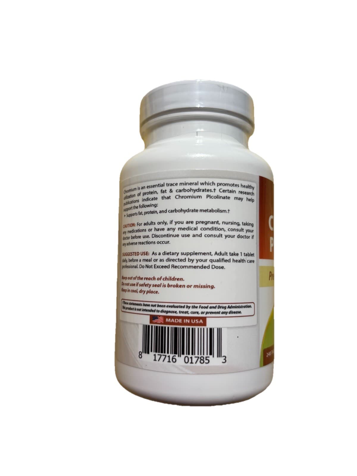 Best Naturals Chromium Picolinate 1000 mcg Tablets 240ct Dairy Gluten Free - Thumbnail 2