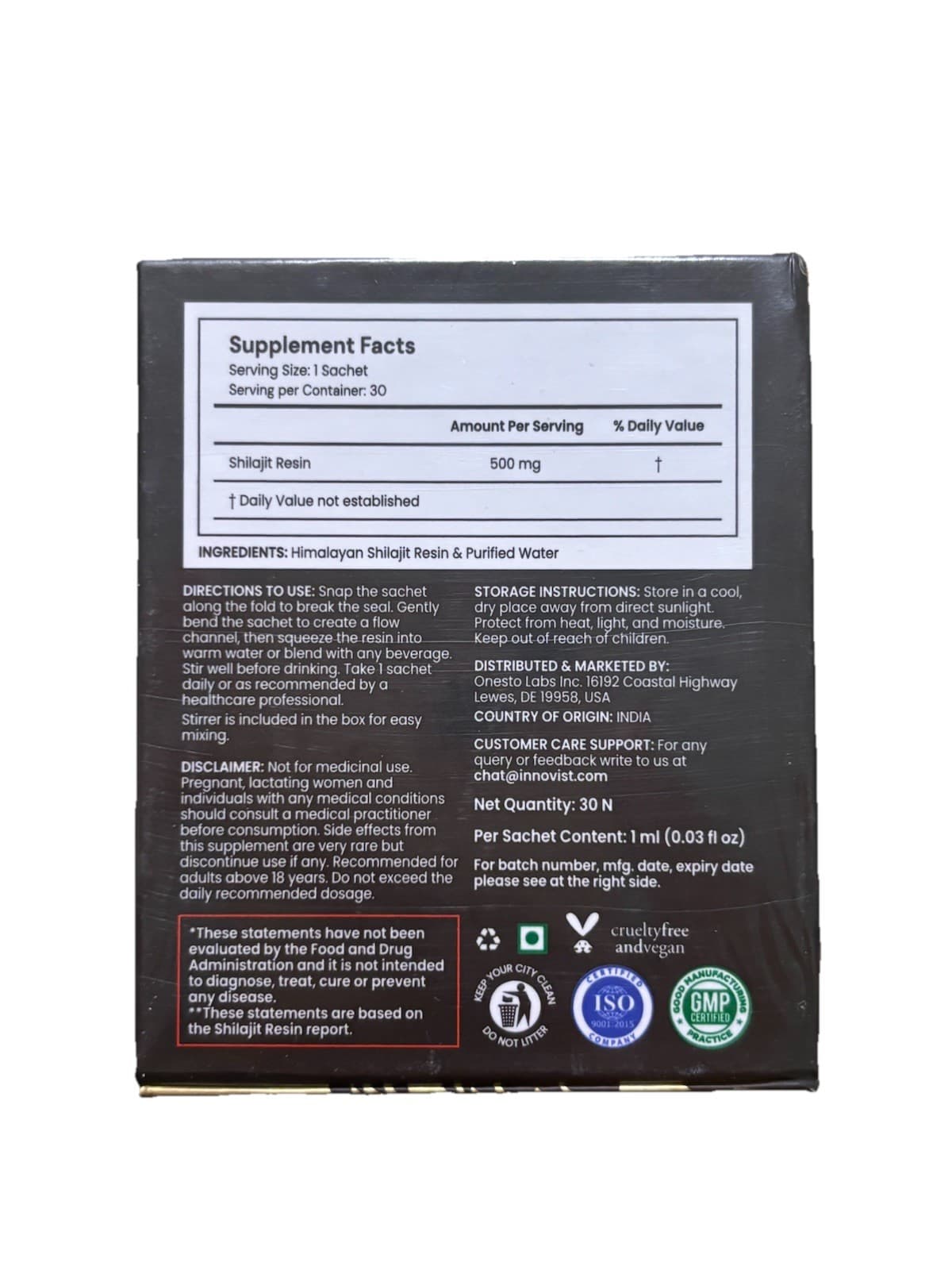 Anecdote Himalayan Shilajit Resin 500mg 30 Sachets Dietary Supplement Vegan - Thumbnail 2