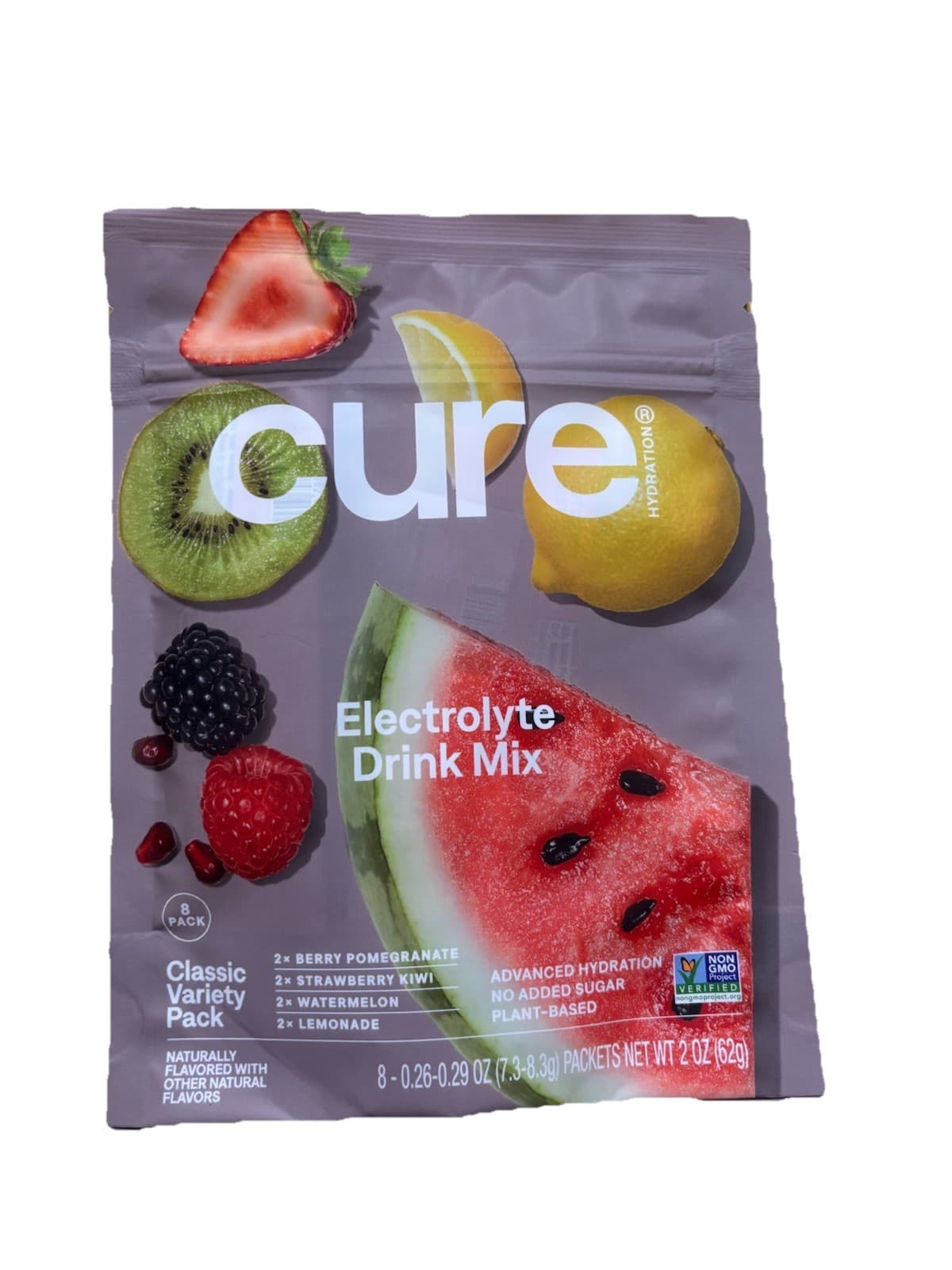 Cure Electrolyte Drink Mix Variety Pack 8 Plant-Based Gluten-Free Vegan 2oz
