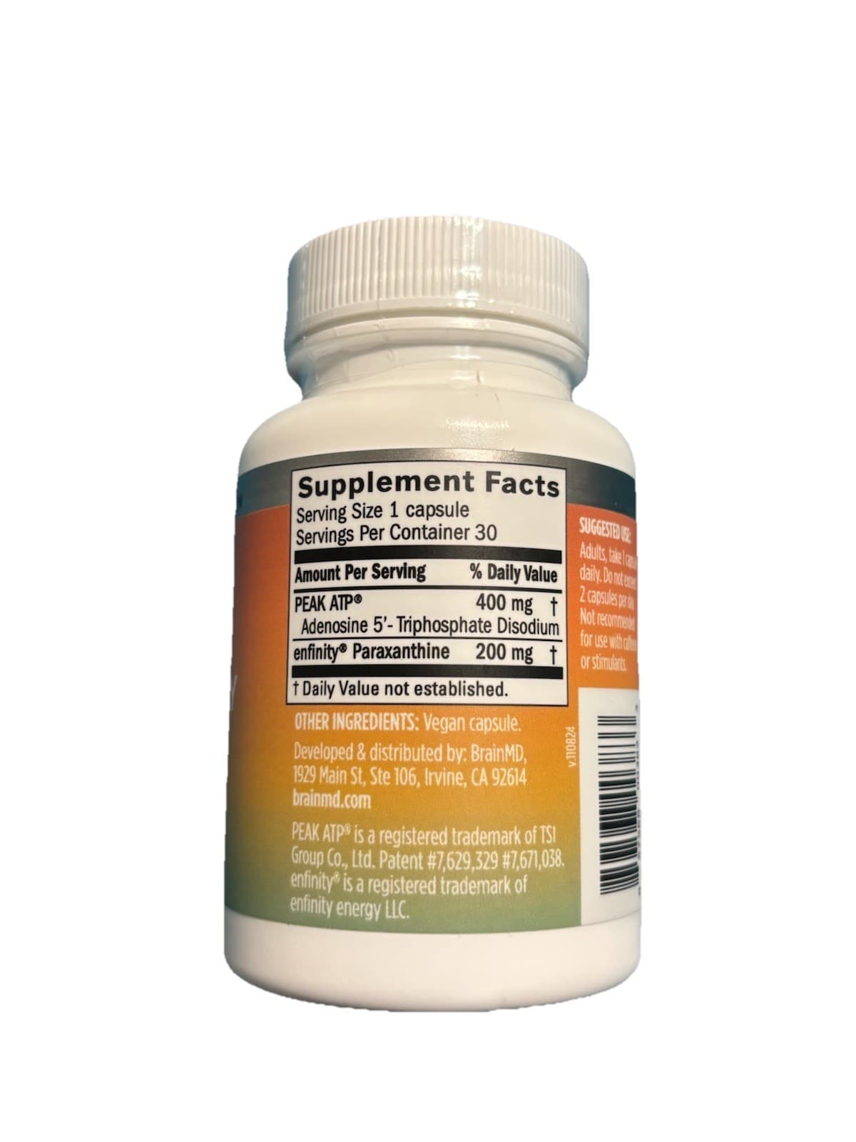 BrainMD Peak Energy PEAK ATP Paraxanthine Vegan Gluten-Free 30 Capsules - Thumbnail 2