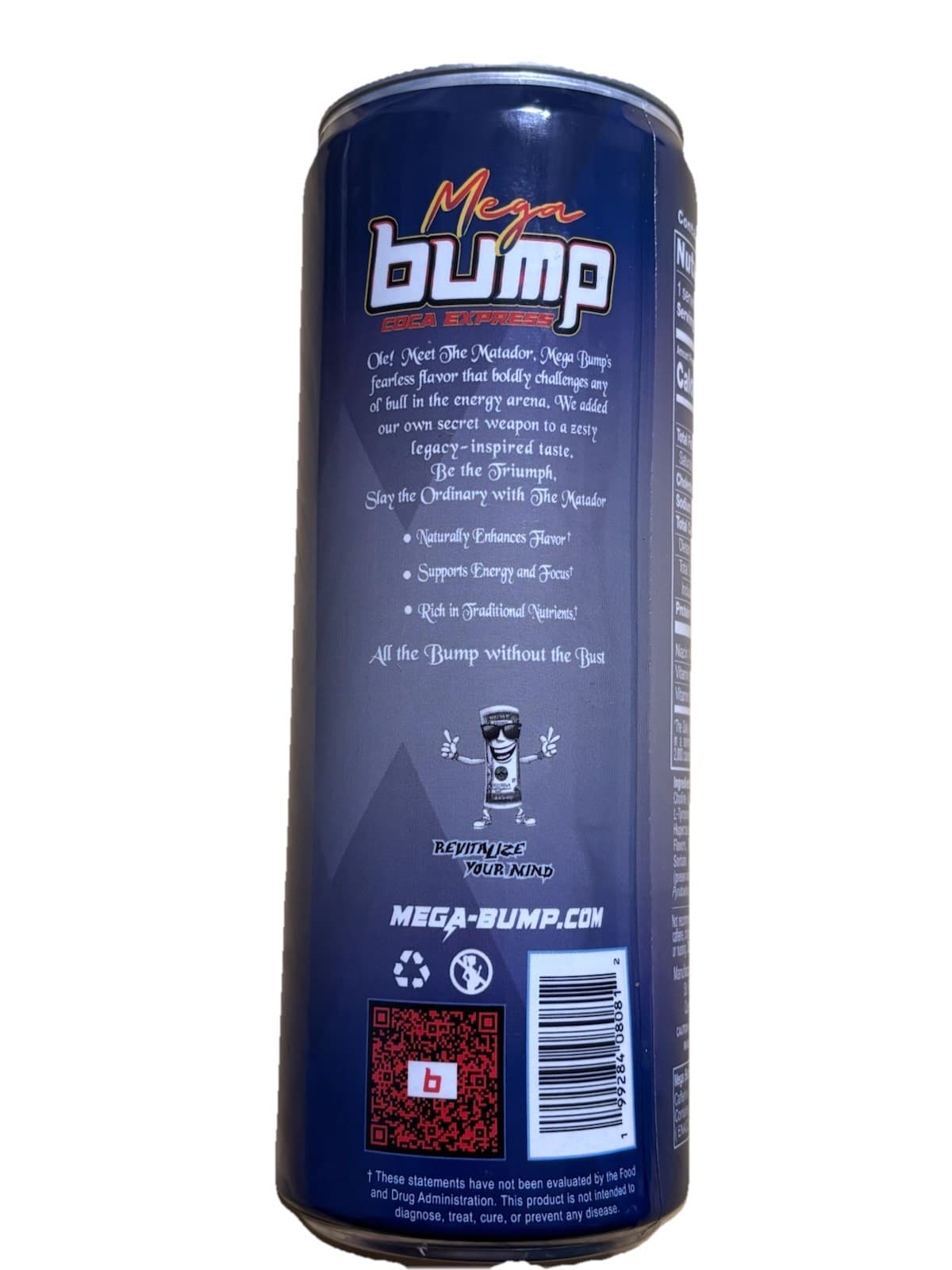 Mega Bump The Matador Energy Drink Can Blue 12 FL OZ (355mL) - Thumbnail 2