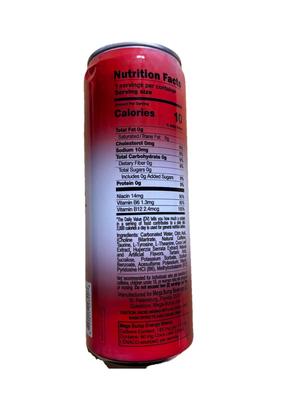 Mega Bump Coca Extract Energy Drink Can Strawberry 12 FL OZ (355mL) - Thumbnail 2