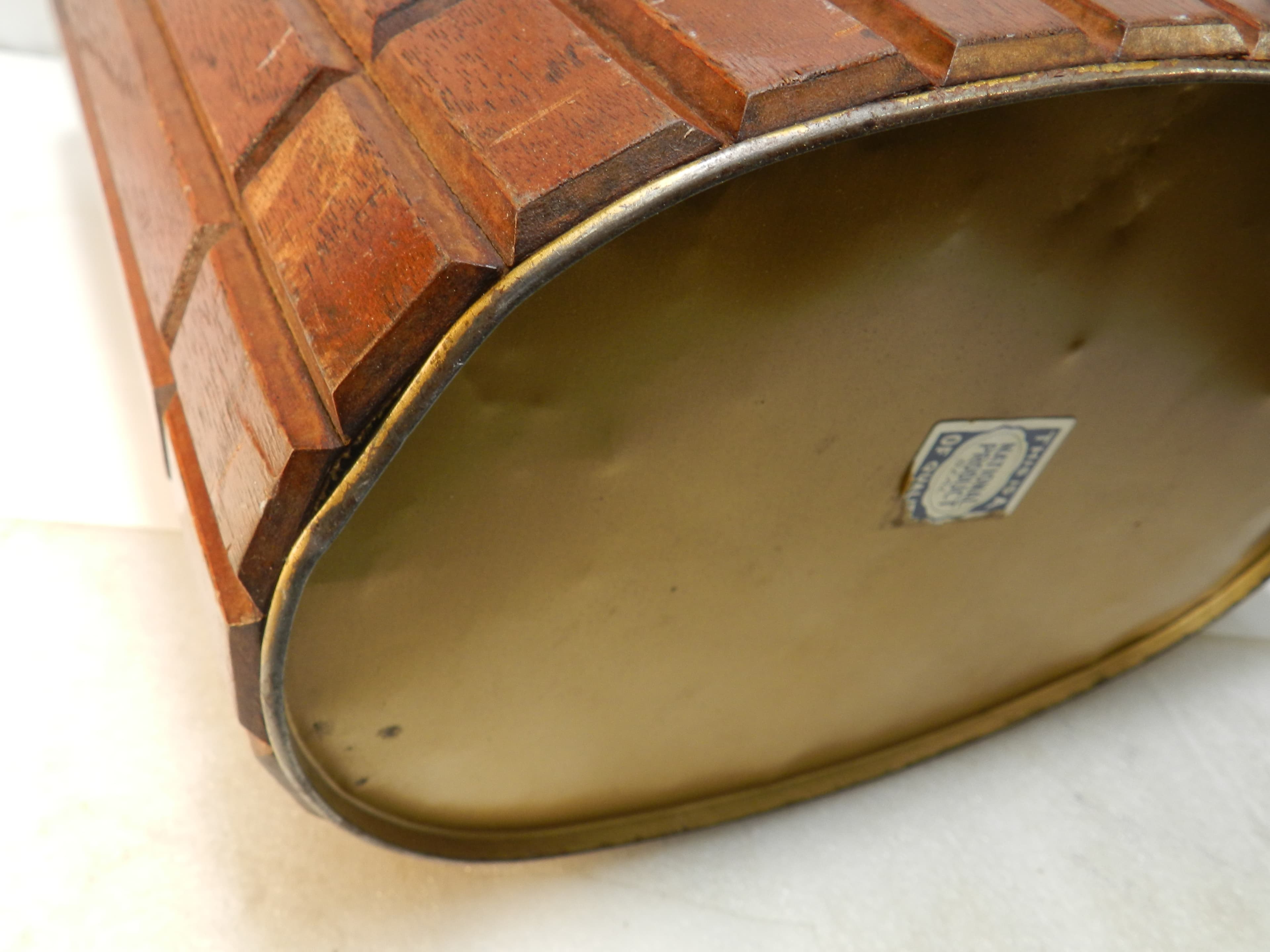 VTG 60s National Products MCM Walnut Wood/Metal Oval Trash Waste Can 12x10 P74K - Thumbnail 10