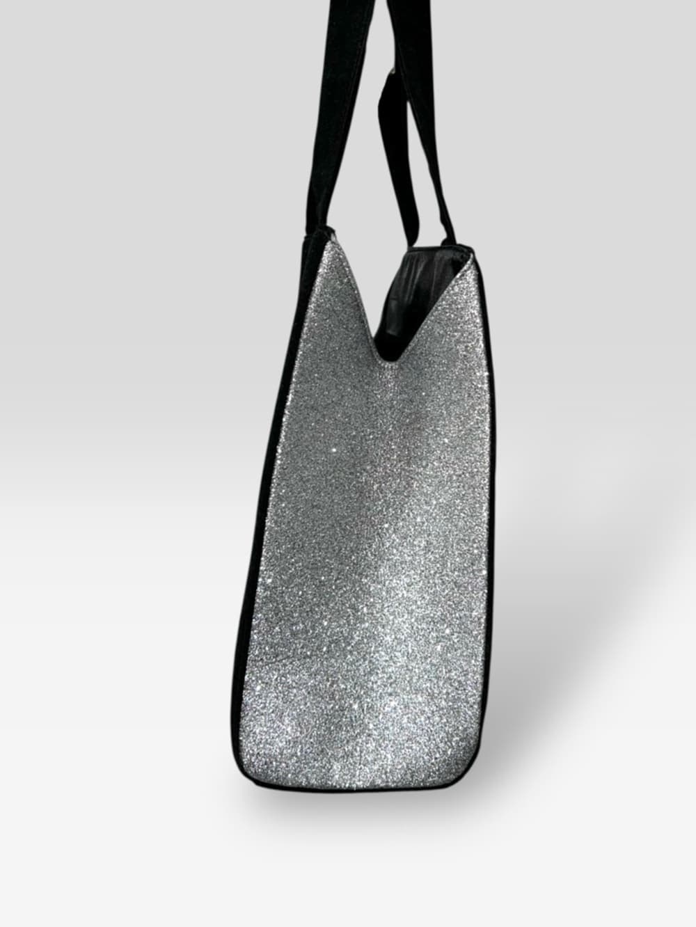 Jimmy Choo Black & Silver Glitter Tote - Thumbnail 7