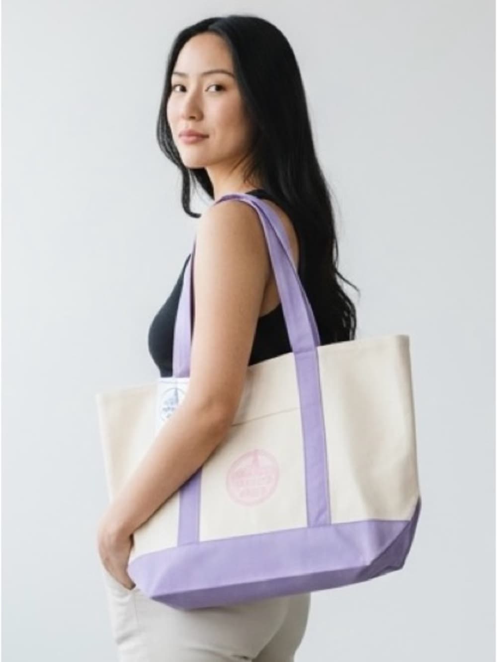 Trader Joe’s Easter Large Canvas Bag - Lavender - Thumbnail 2