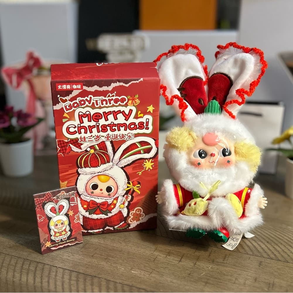 Baby Three Christmas Plush - Berry Plush Bunny (moveable eyes)