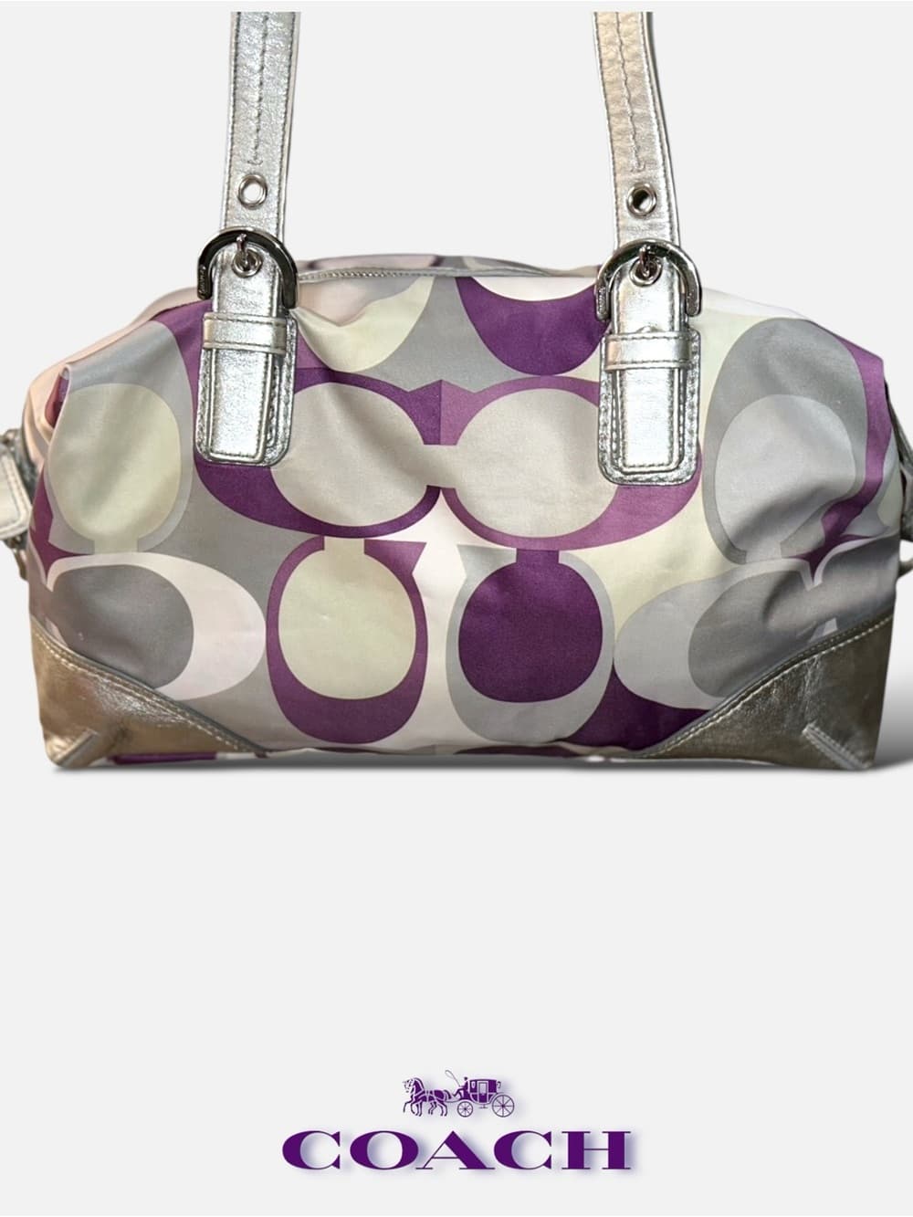 Coach 2-way Silver & Purple Shoulder Bag - Thumbnail 2
