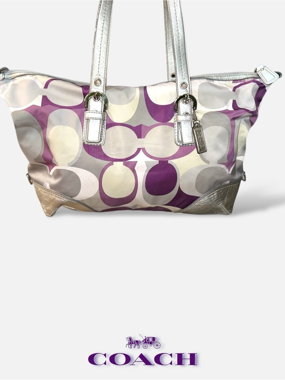 Coach 2-way Silver & Purple Shoulder Bag - Thumbnail 3