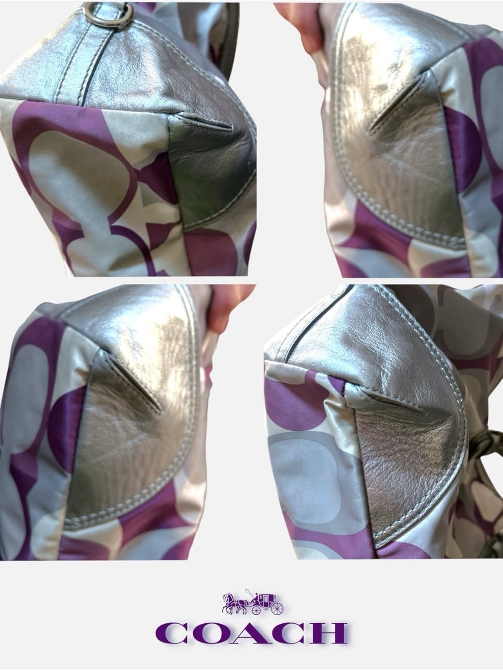 Coach 2-way Silver & Purple Shoulder Bag - Thumbnail 4