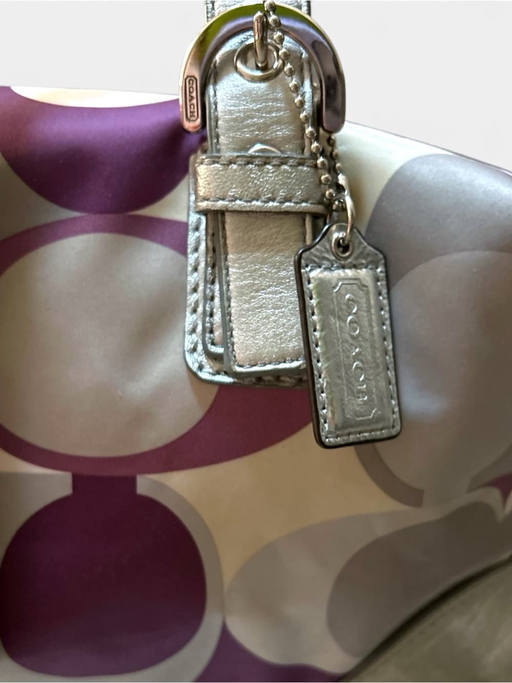 Coach 2-way Silver & Purple Shoulder Bag - Thumbnail 5