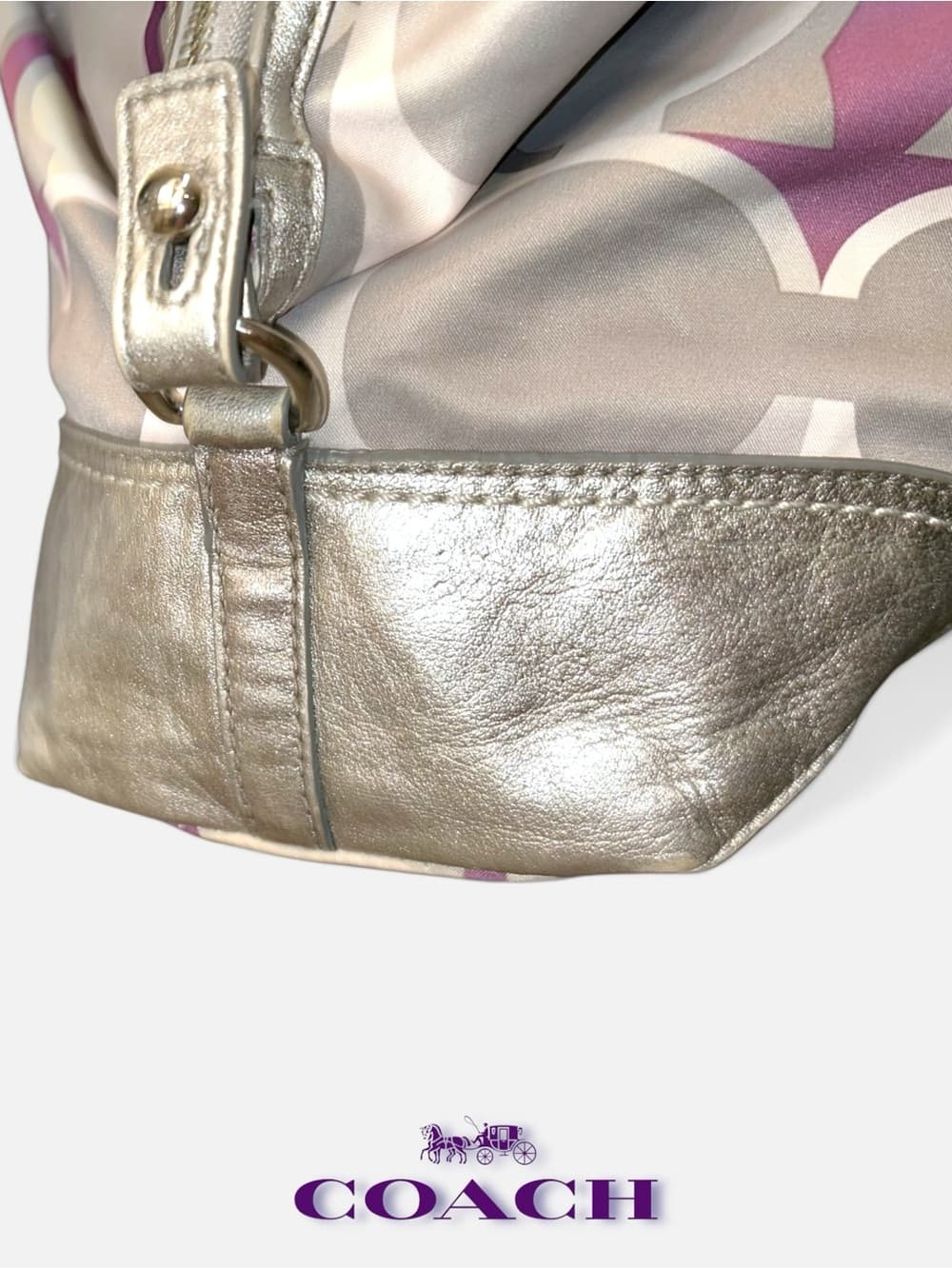 Coach 2-way Silver & Purple Shoulder Bag - Thumbnail 8