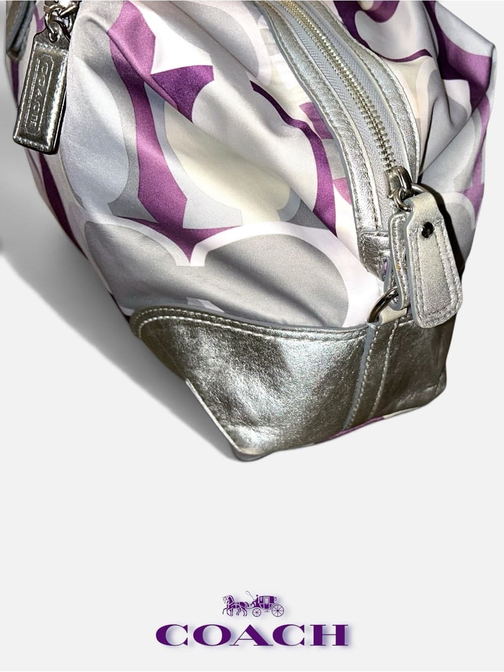 Coach 2-way Silver & Purple Shoulder Bag - Thumbnail 9