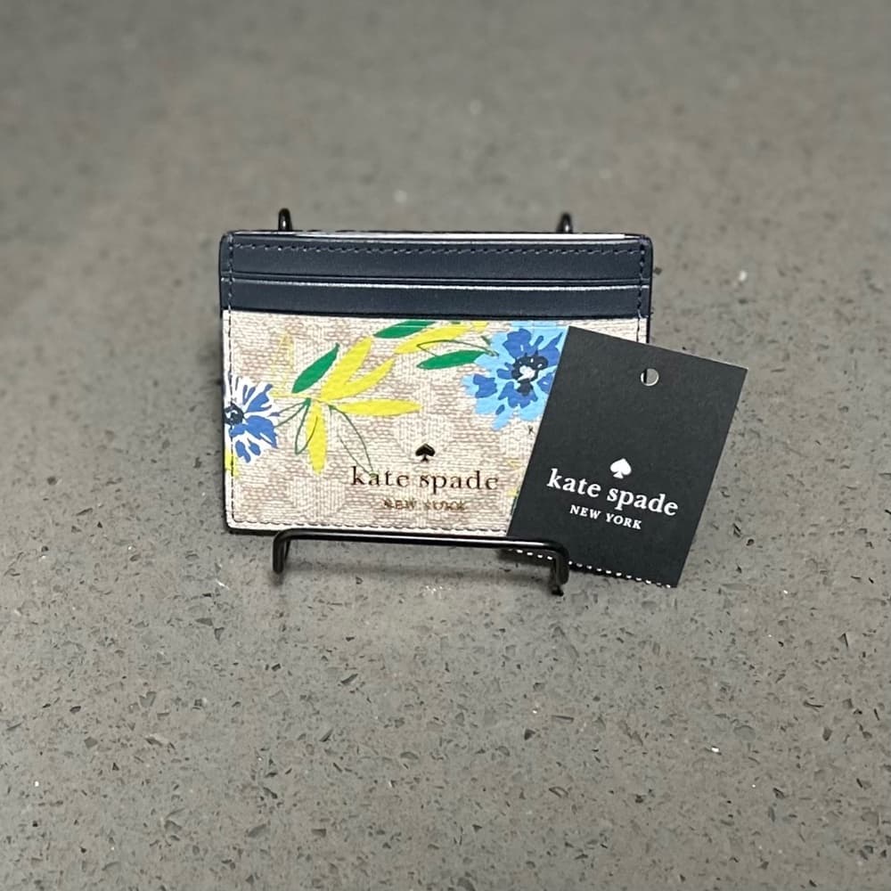 Kate Spade Blue and Yellow Floral Card Holder - Thumbnail 2