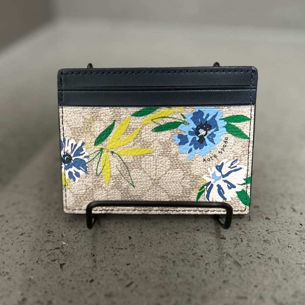 Kate Spade Blue and Yellow Floral Card Holder - Thumbnail 4