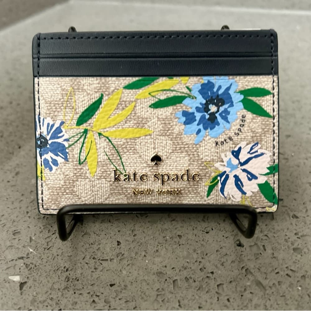 Kate Spade Blue and Yellow Floral Card Holder - Thumbnail 5
