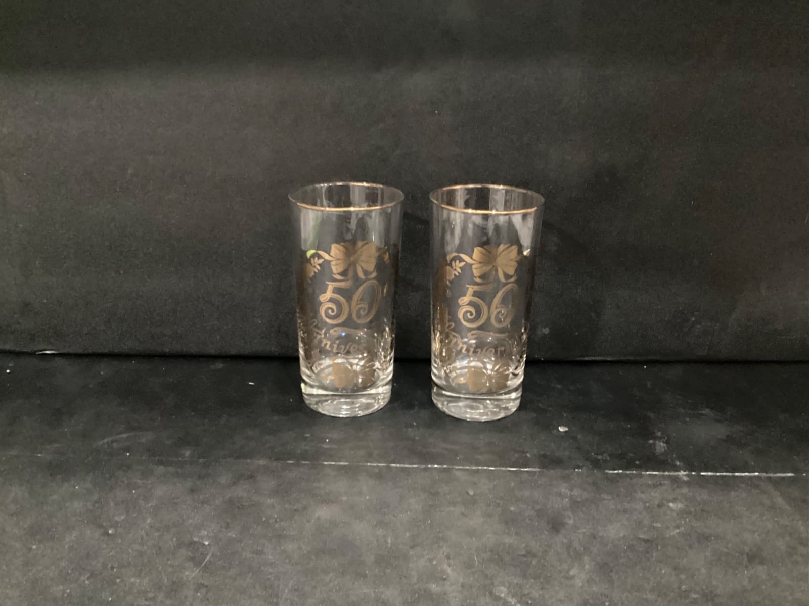 Vintage Lotus Glassware Gold 50th Anniversary Tumblers Highball Glasses Set of 2 - Thumbnail 7