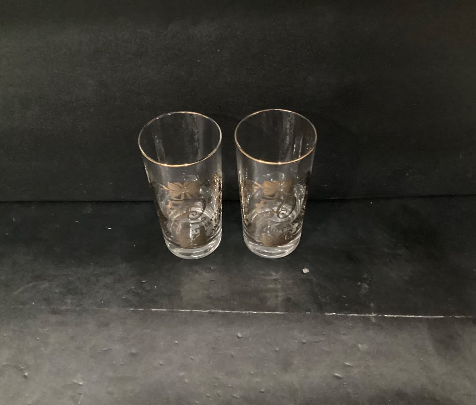 Vintage Lotus Glassware Gold 50th Anniversary Tumblers Highball Glasses Set of 2 - Thumbnail 2