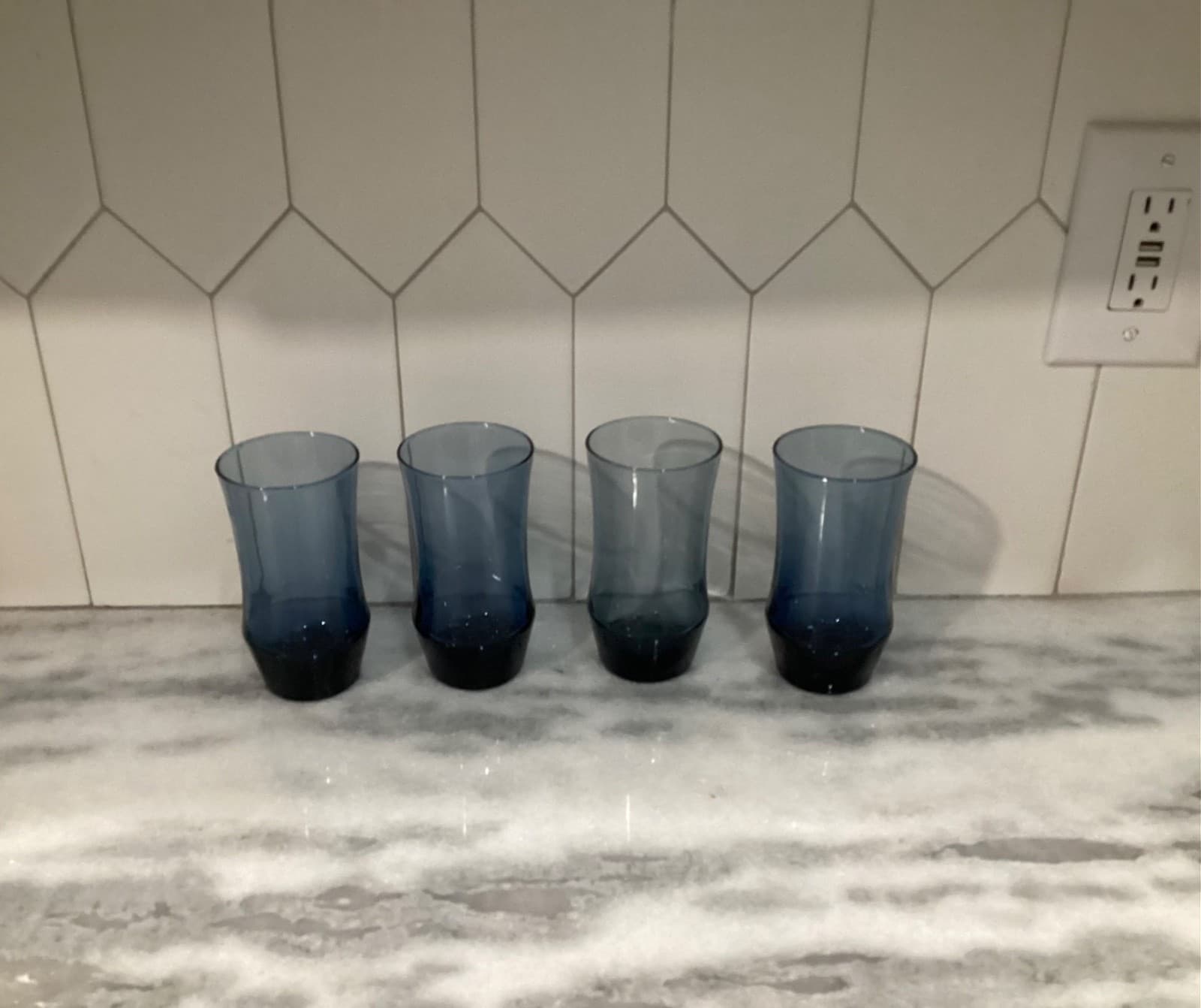 Vintage Libbey Glass Tumblers SET of 4 Apollo Dusky Blue 5 1/2" Tall Holds 13 oz - Thumbnail 7