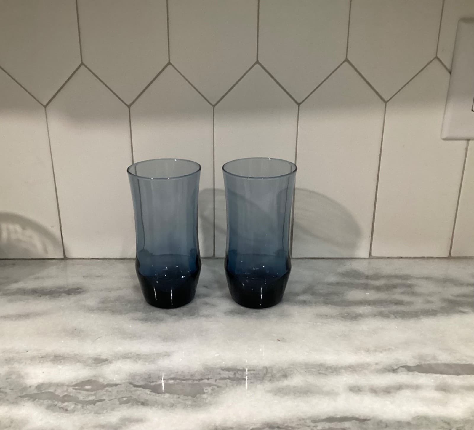 Libbey Apollo Blue 6" Tumblers, MCM Glassware, Retro Barware Set of 2 - Thumbnail 9