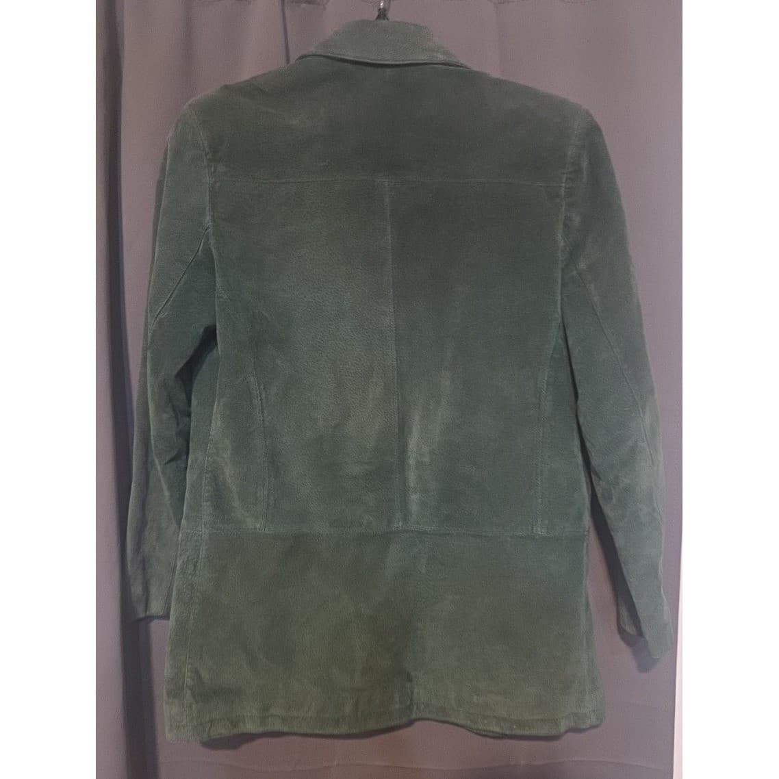 Margaret Godfrey Green Suede Leather Blazer, Vintage 6P Jacket, Notched Lapel - Thumbnail 4