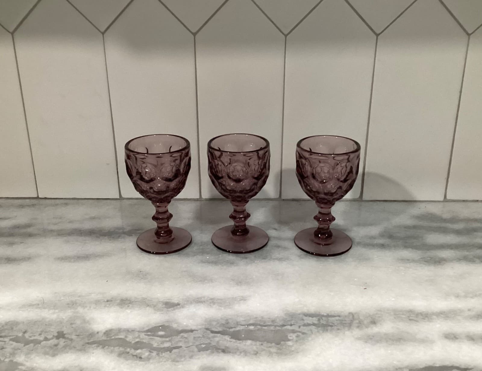 Vintage Imperial Glass Ohio Provincial Amethyst Water Goblet 3 Oz Vtg Set of 3 - Thumbnail 11