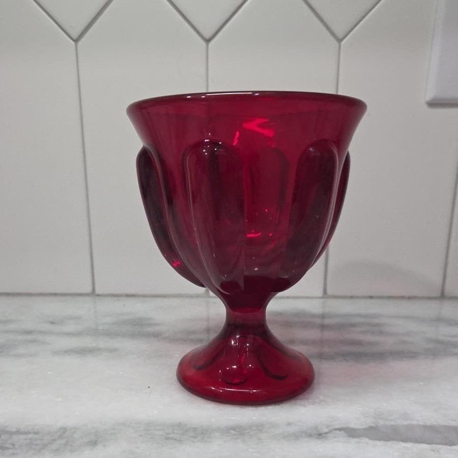 Viking Ruby Red Compote, Vintage Footed Candy Dish Replacement Table Centerpiece - Thumbnail 2